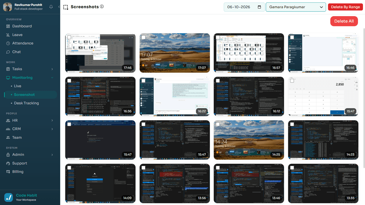 TrackHabit desktop screenshots monitoring overview