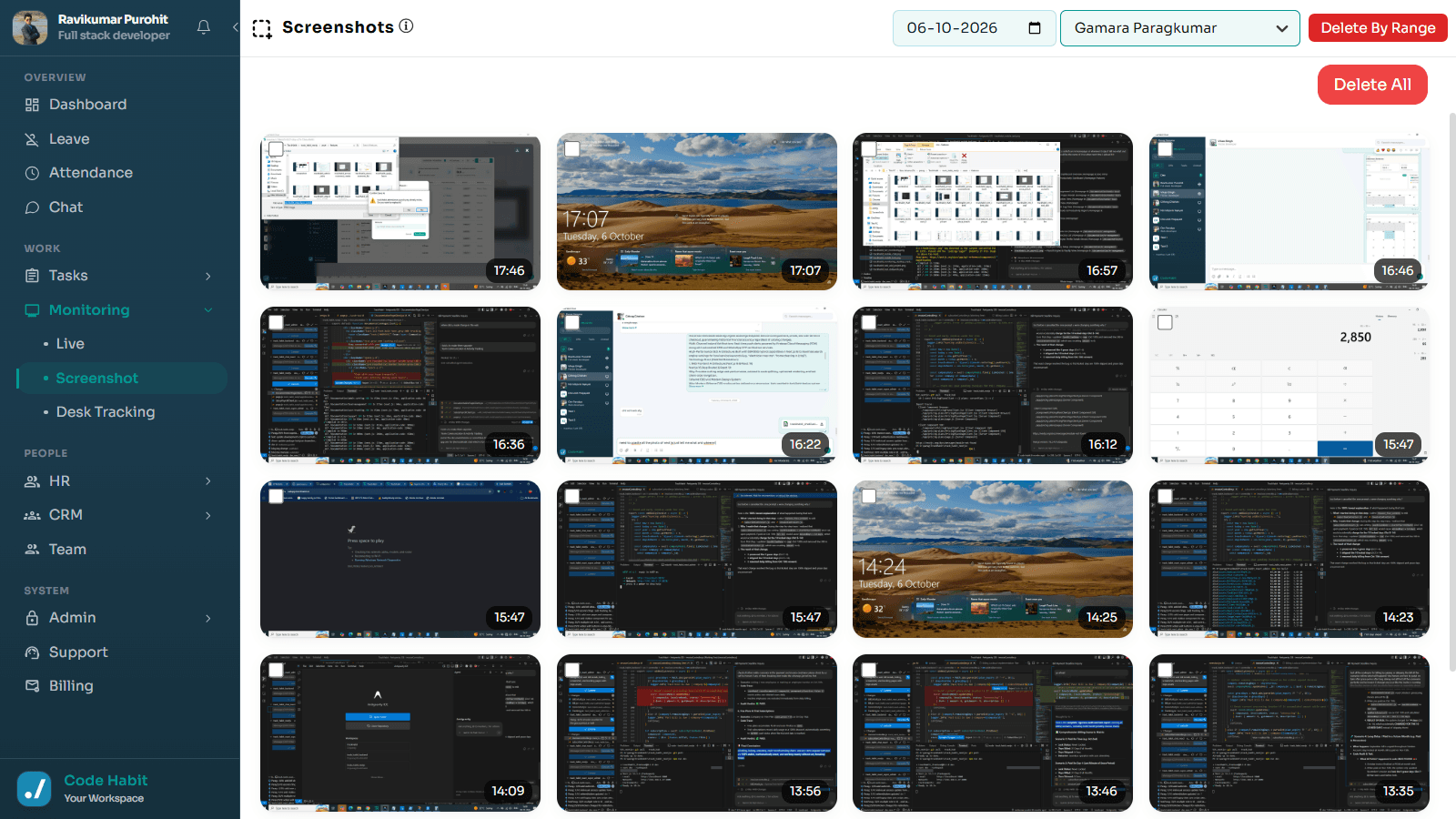 Captured Desktop Screenshots Overview