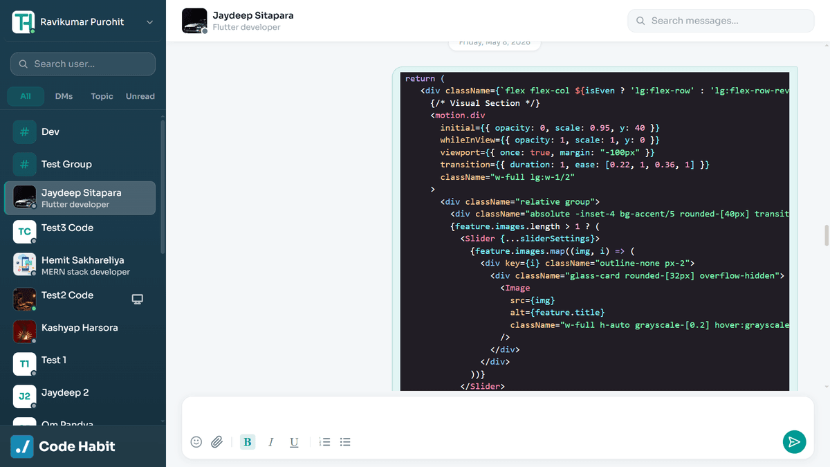 TrackHabit real-time chat interface