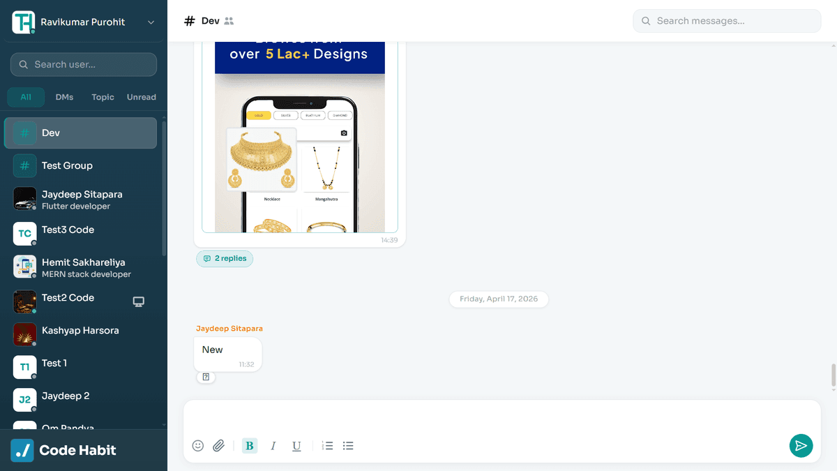 TrackHabit group chat conversation view