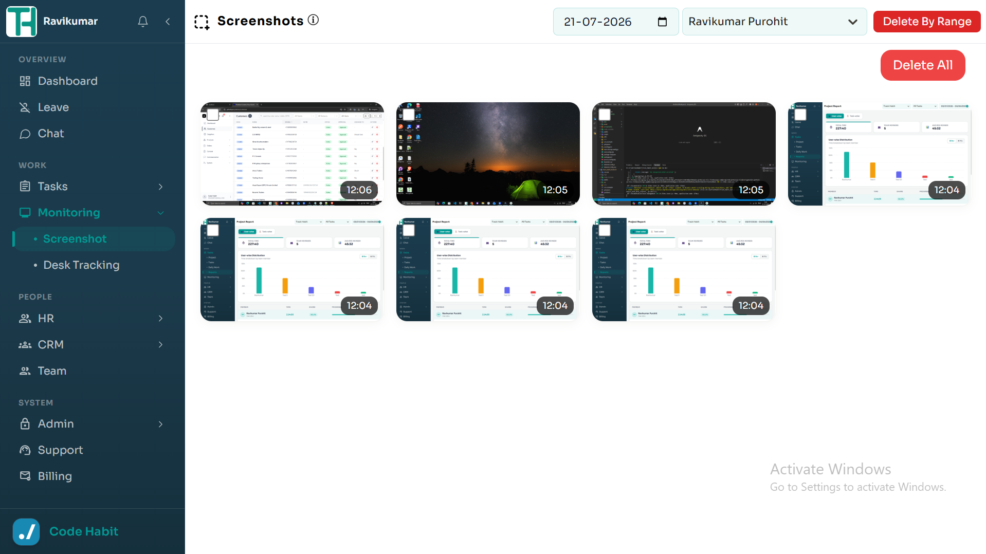 Captured Desktop Screenshots Overview