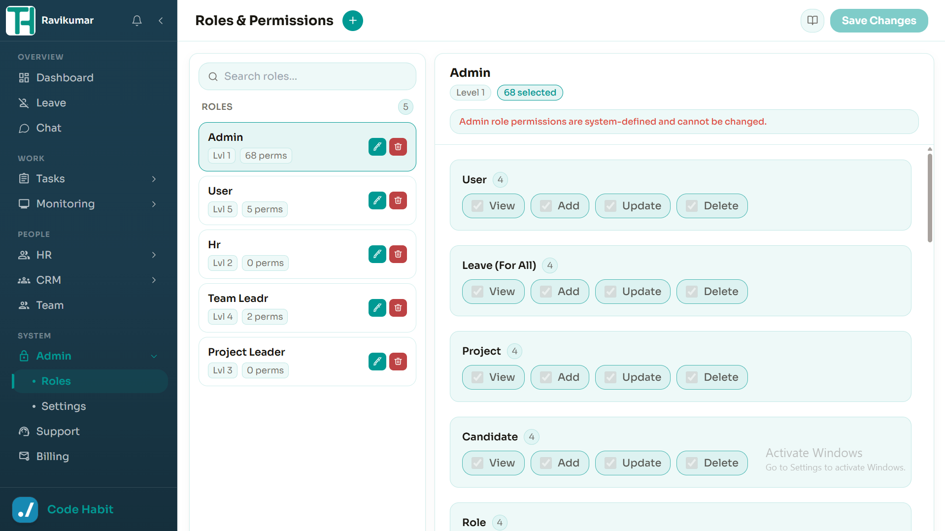 Admin Role-Based Access Controls
